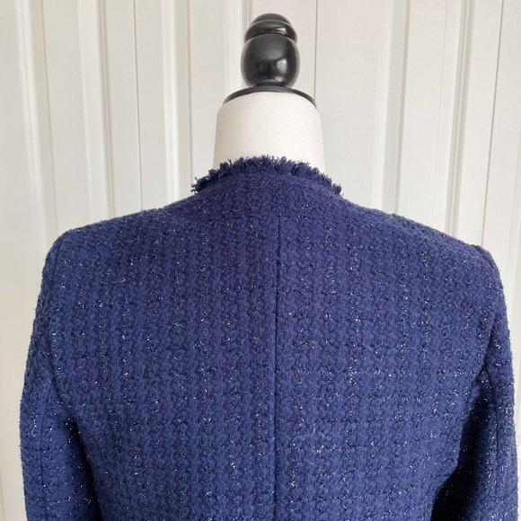 Michael Kors Wool Blend Navy Tweed Blazer Open Front (6/S) - Picture 8 of 11